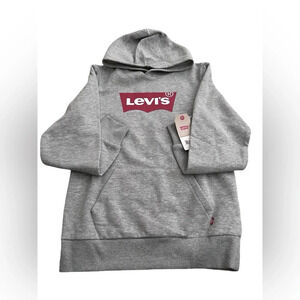 Levi's Gray Graphic Logo Hoodie Sweatshirt- Boys Large